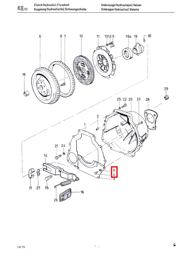 Clutch Cover Bolts & Washers Factory Drawing#1