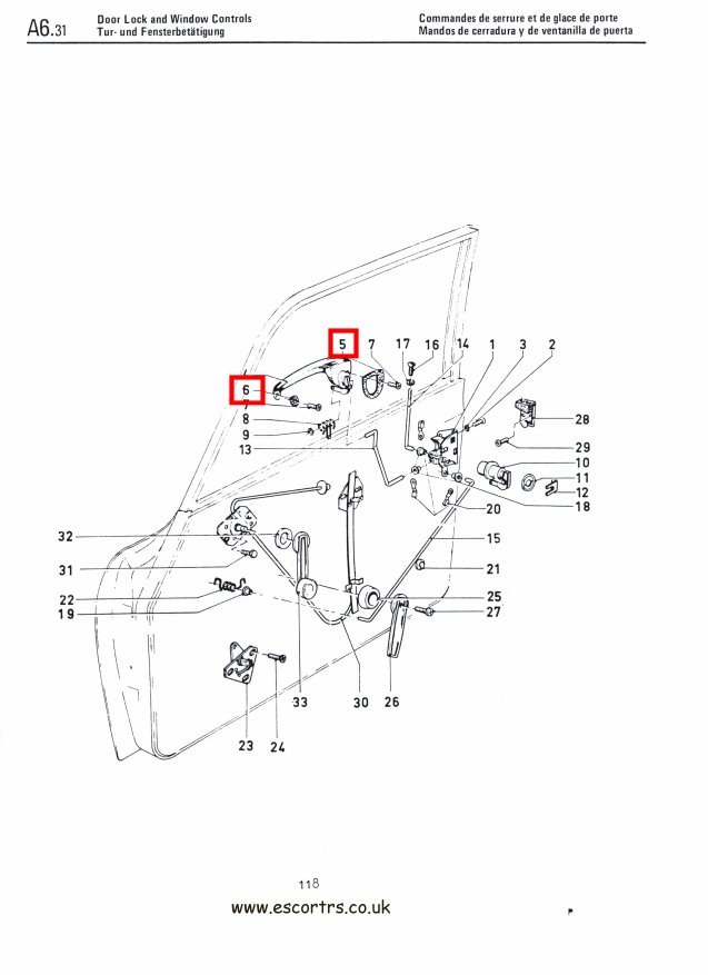 Mk1 Escort (Late) Door Handle Seal Set Factory Drawing #1