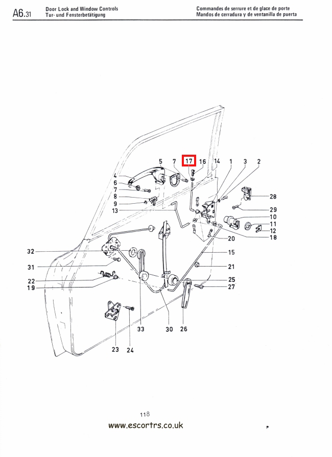 Mk1 Escort Door Lock Knob Grommets Factory Drawing #1