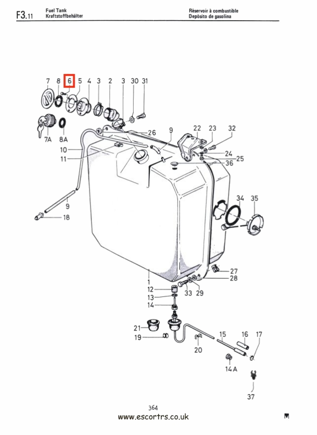Mk1 Escort Fuel Filler Neck Screws Factory Drawing #1