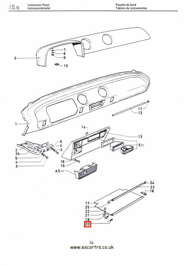 Mk1 Escort Glove Box Bolts Factory Drawing #1