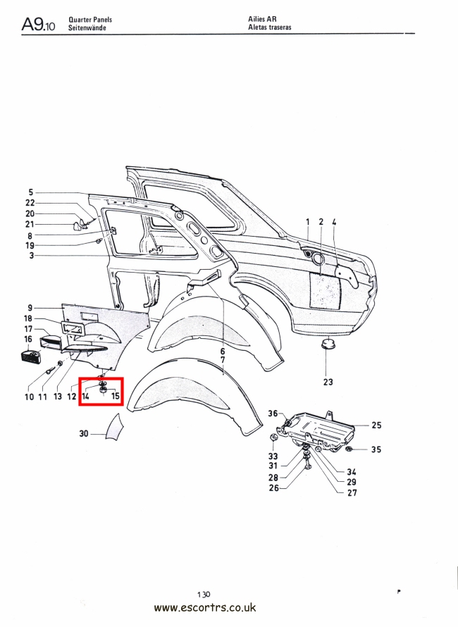 Mk1 Escort Rear Armrest Securing Nuts & Washers Factory Drawing #1