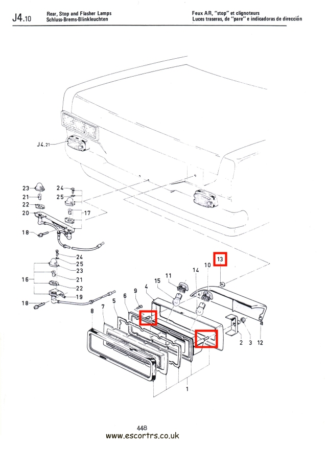 Mk1 Escort Rear Lights / Cluster Studs & Special Nuts Factory Drawing #1