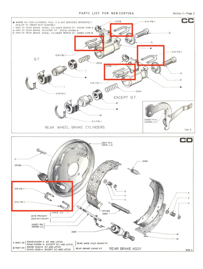 Rear Brake Retaining Clips Mk2 Cortina Girling Type 75