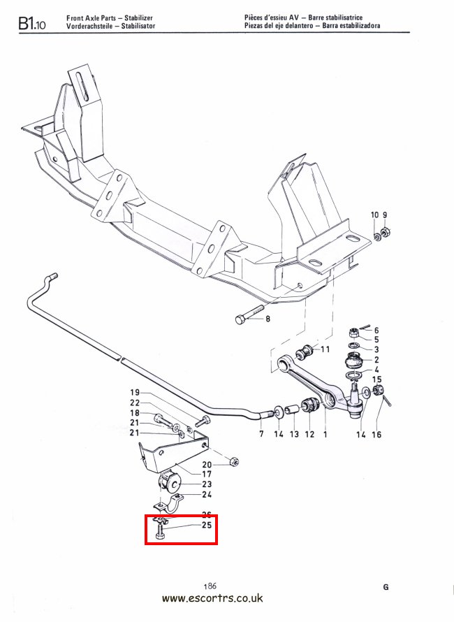 Mk1 Escort Anti Roll Bar Bolts Factory Drawing #1