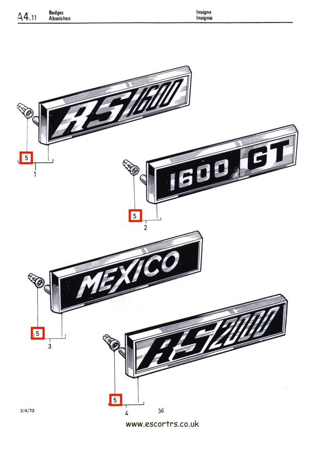 Mk1 Escort Badge Clips Factory Drawing #1