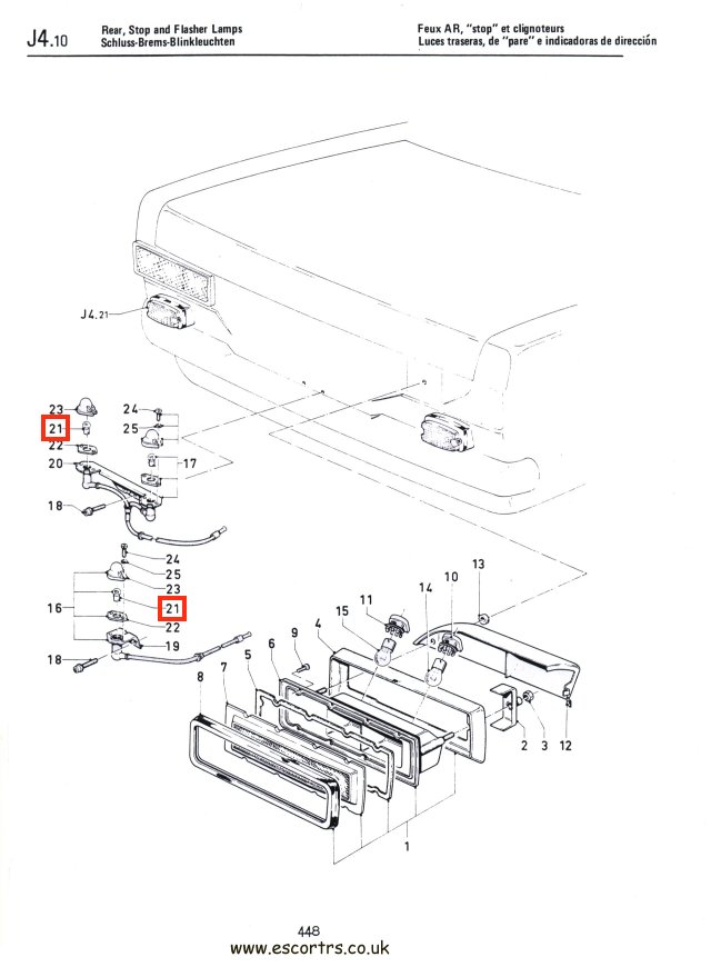 Mk2 Escort Boot Light / Licence Plate Bulbs Factory Drawing #1