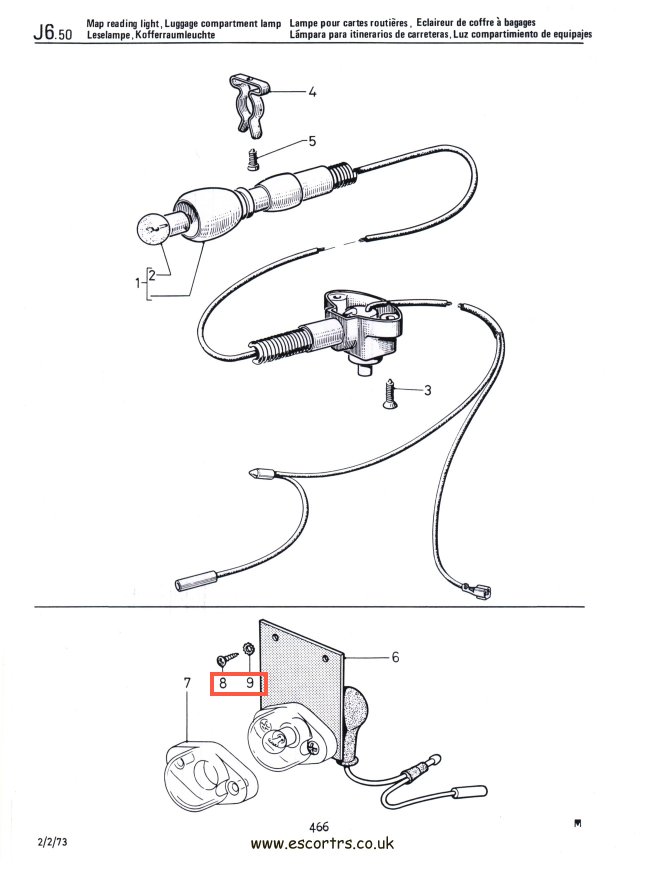 Mk1 Escort Boot Light Plate Stainless Steel Screws & Washers Factory Drawing #1