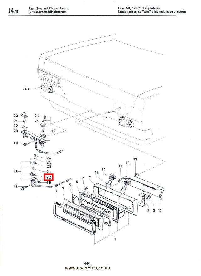 Mk2 Escort Boot Light Seal Factory Drawing #1