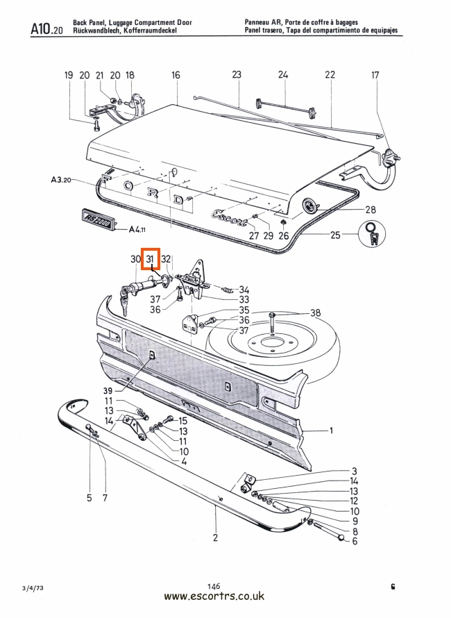 Mk2 Escort Boot Lock Seal Factory Drawing #1