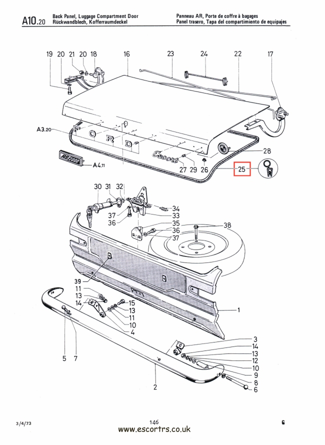 Mk1 & Mk2 Escort Boot Seal Factory Drawing #1