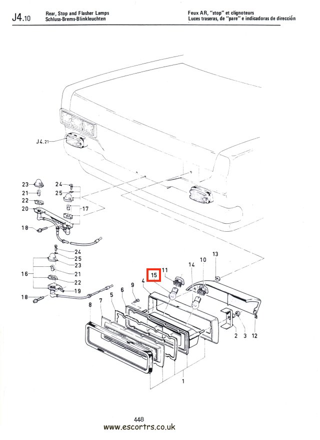 Mk2 Escort Side / Brake Light Bulbs Factory Drawing #1