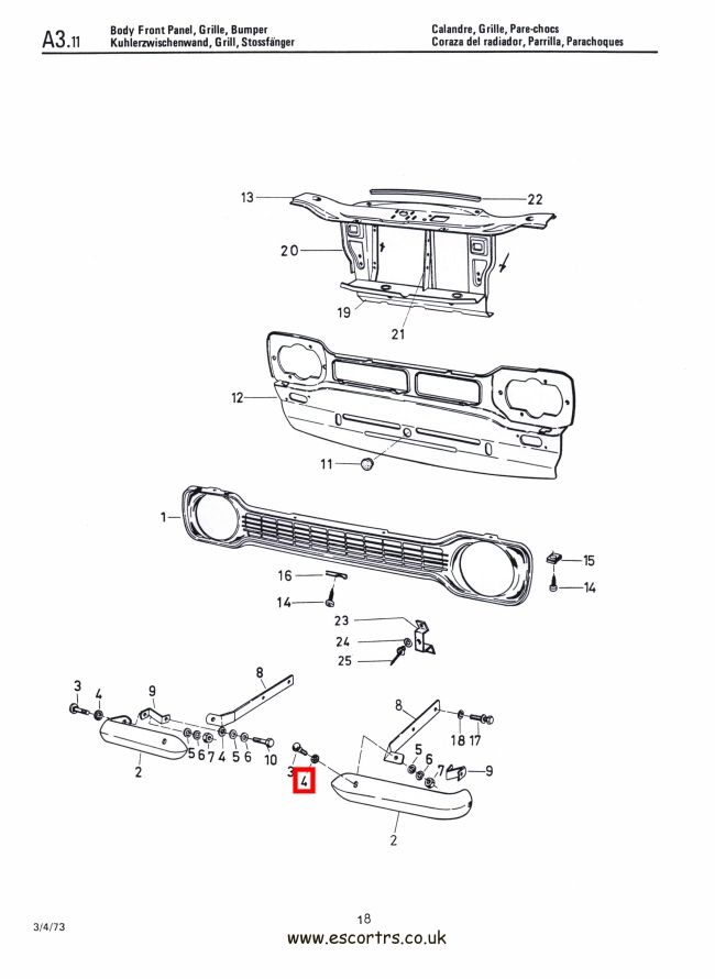 Mk1 Escort Bumper Bolt Fibre Washers (8) Factory Drawing #1