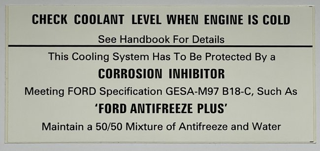 Mk2 Escort Check Coolant Level Decal £4.95