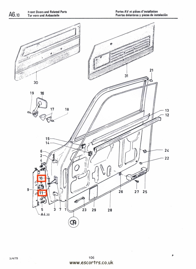 Mk1 & Mk2 Door Clevis Pins Factory Drawing #1