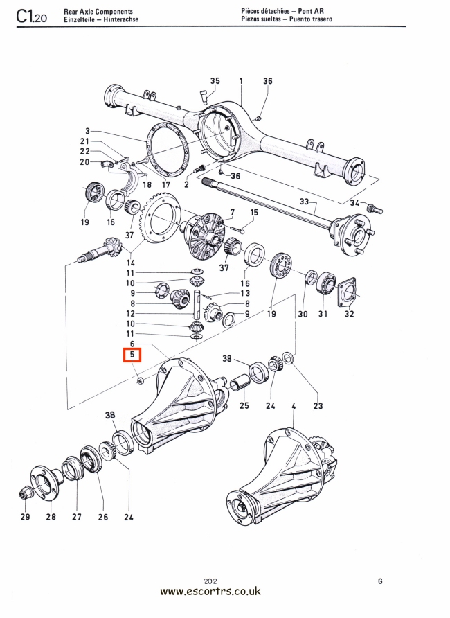 Mk2 Escort Differential Locking (Philidas) Nuts Factory Drawing #1