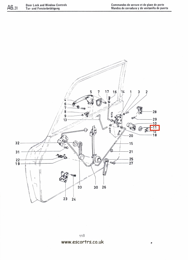 Mk1 Escort Door Lock Seals Factory Drawing #1