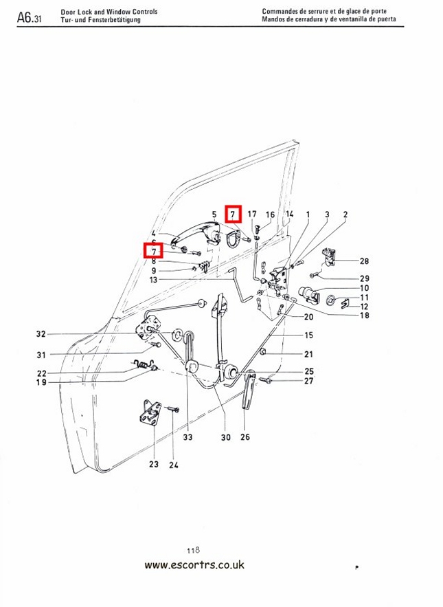 Mk1 Escort External Door Handle Screws Factory Drawing#1