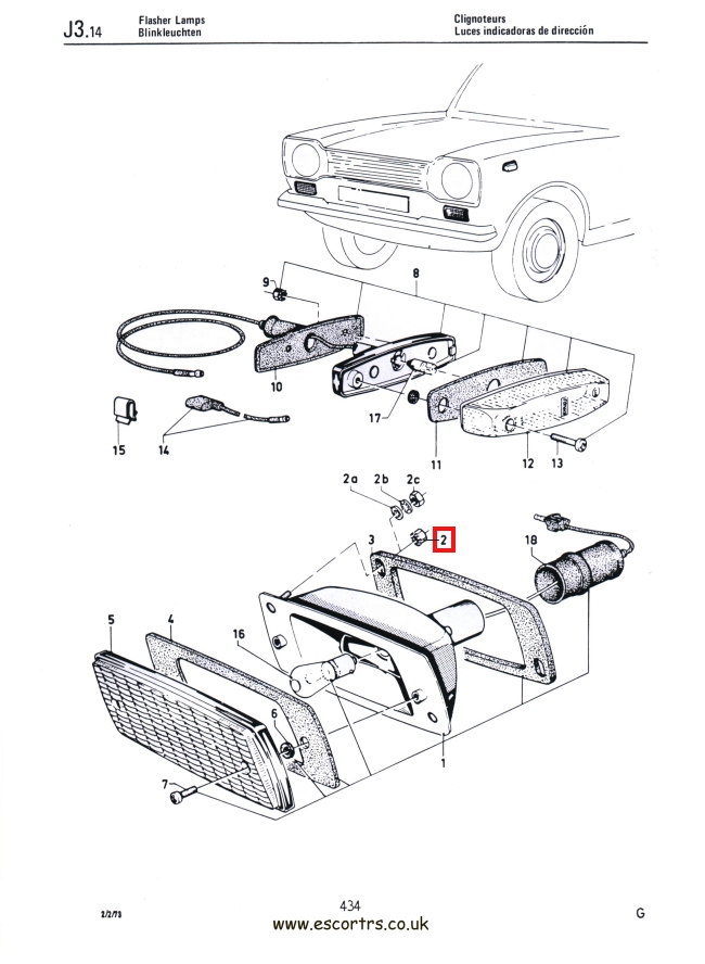 Mk1 Escort Front Indicator Securing Nuts Factory Drawing #1