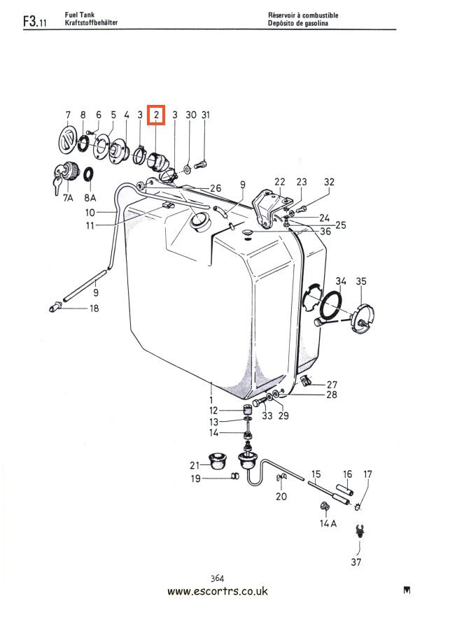 Mk1 & Mk2 Fuel Filler Neck Factory Drawing #1