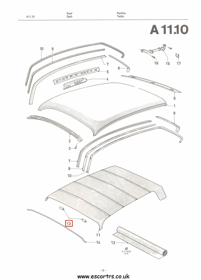 Mk2 Escort Headlining Clips Factory Drawing #1