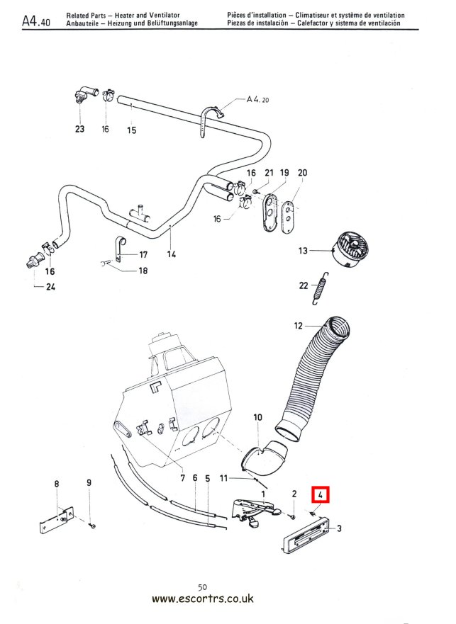 Mk1 Escort Heater Bezel Clips Factory Drawing #1