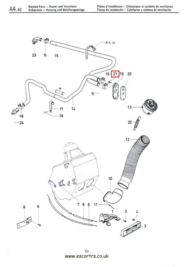 Mk1 Escort Heater Matrix Plate Screws Factory Drawing #1