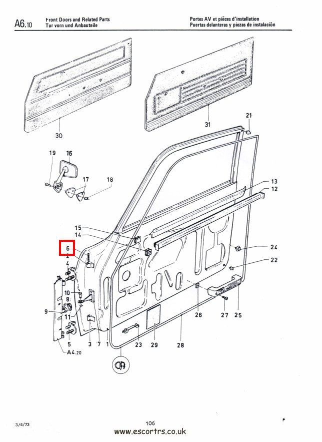 Mk2 Escort Door Hinge Pins Factory Drawing #1