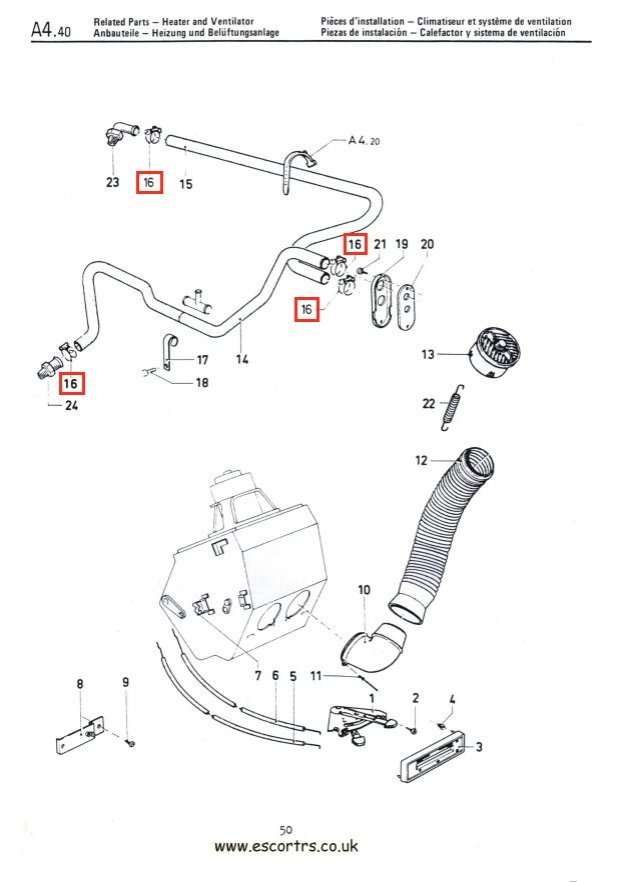 Mk1 Escort Hose Clip Set Factory Drawing #3