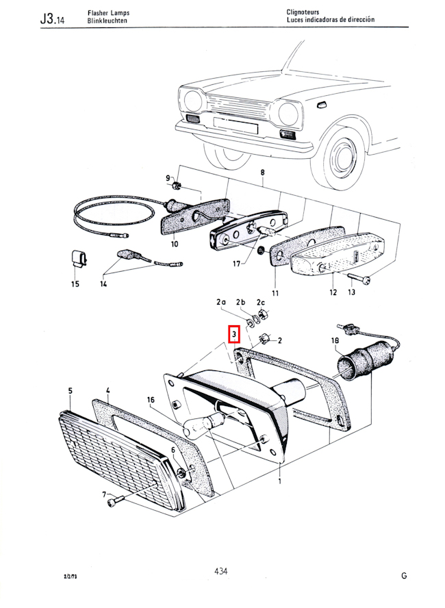 Mk1 Escort Front Idicator Body Seals Only Factory Drawing #1