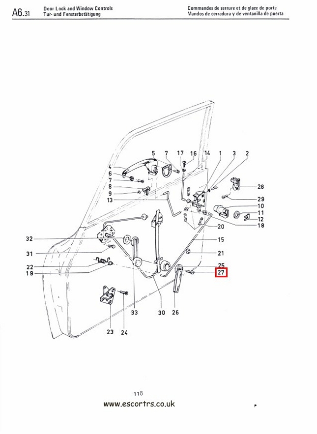 Interior Door Handle / Window Winder Screws Factory Drawing #1