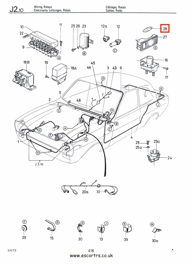 Mk1 Escort Interior Light Bulb Factory Drawing #1