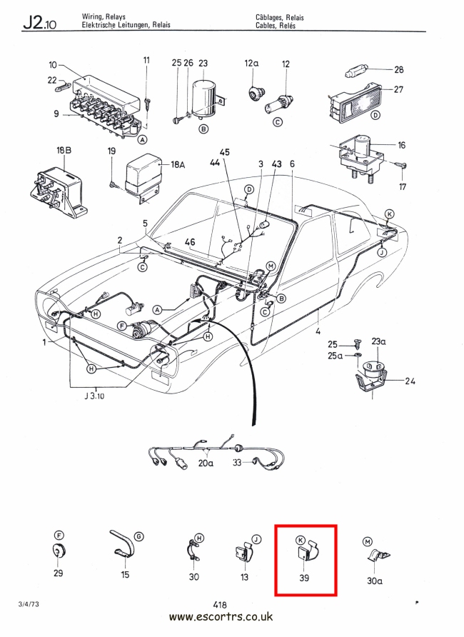 Mk1 Escort K Type Loom Clips Factory Drawing #1