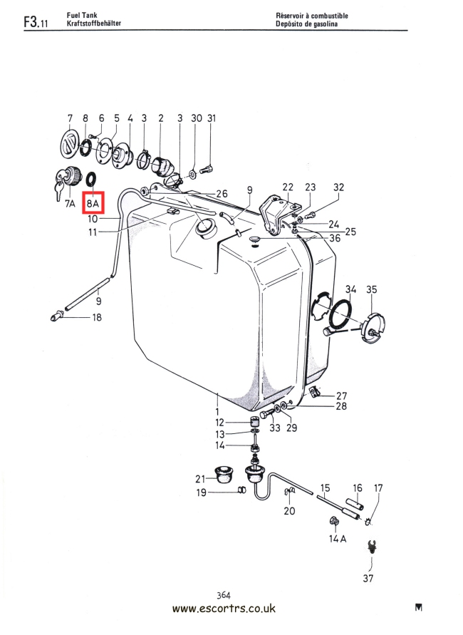 Mk2 Escort Locking Petrol Cap Seal Factory Drawing #1