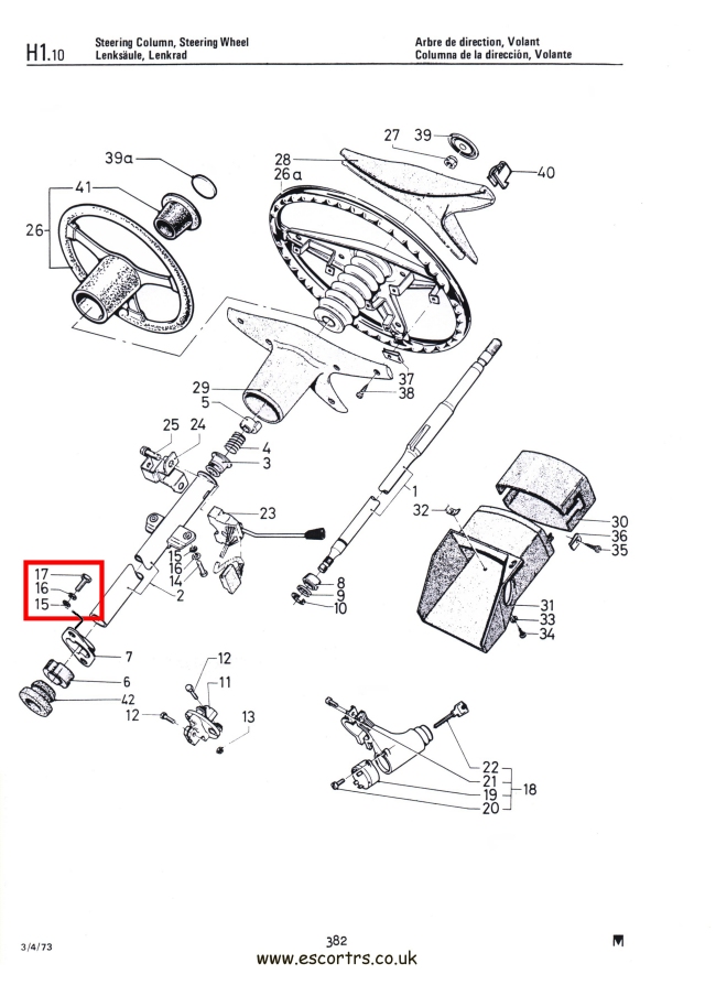 Mk1 Escort Lower Steering Column To Bulkhead Bolts Factory Drawing #1