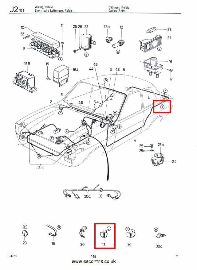 Mk1 Escort Loom Clips Factory Drawing #1