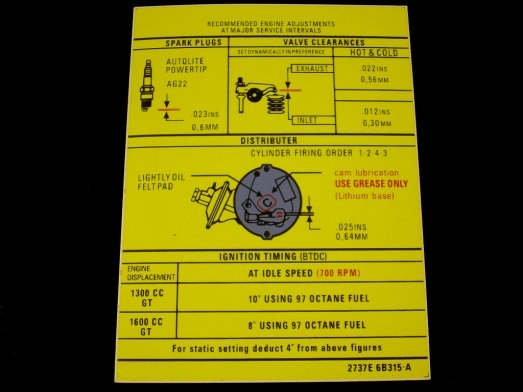 Mk1 Escort RS 1600 & Mexico Technical Information Decal £4.95