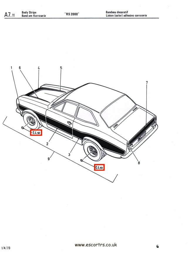 Mk1 Escort RS Hub Cap Decal Factory Drawing 