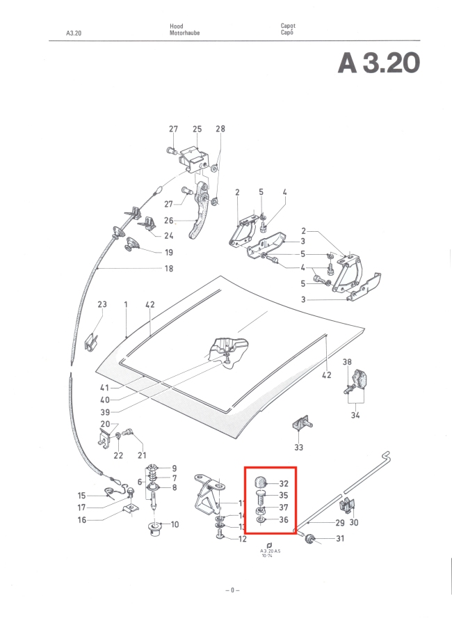 Mk2 Escort Bonnet Bumper SetFactory Drawing #1