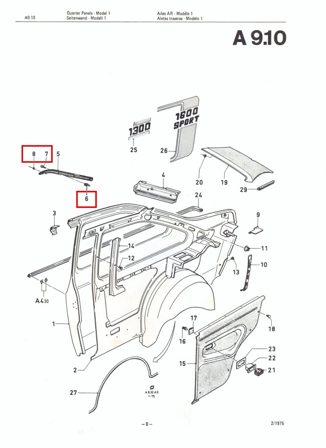 Mk2 Escort C Pillar Clip, Screw & Rivet Sett Factory Drawing #1