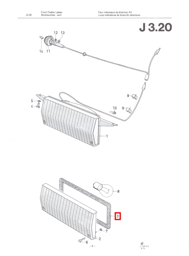 Mk2 Escort Front Indicator Lens Gaskets Drawing