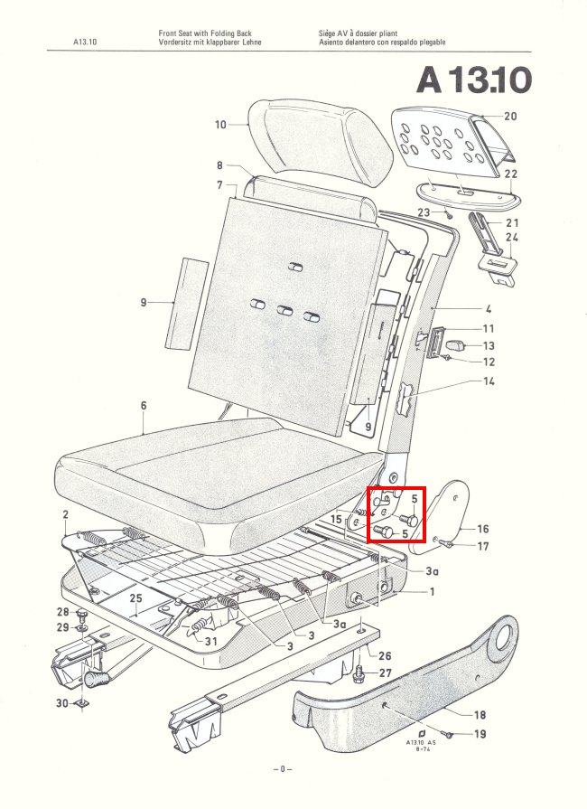 Mk2 Escort Front Seat Back Frame Bolts (SS) Factory Drawing #1