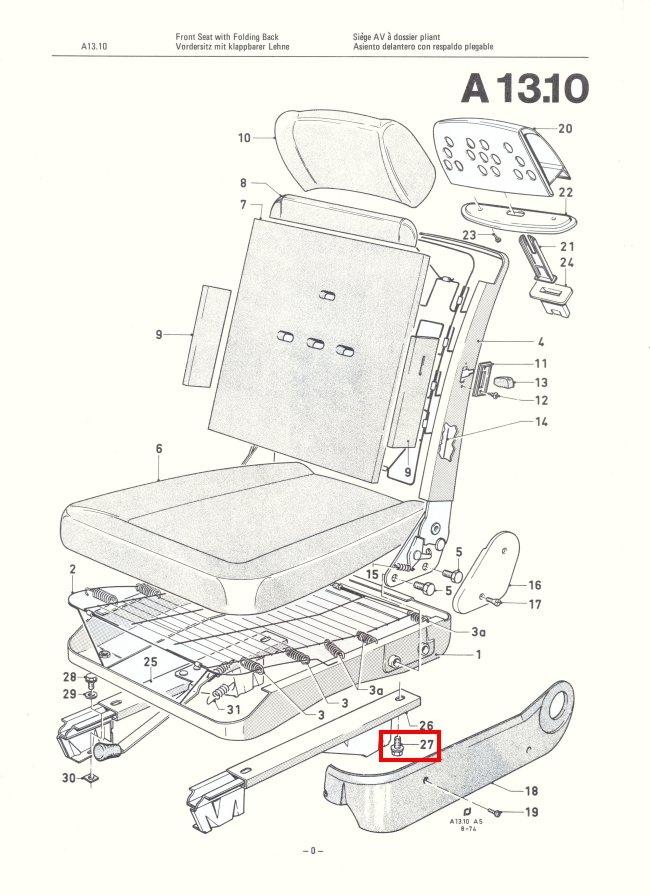 Mk2 Escort Front Seat Base Bolts & Washers (SS) Factory Drawing #1