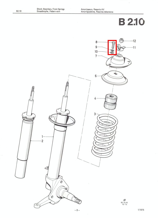 Mk2 Front Shocks Top Mount Bolts (SS) Factory Drawing #1