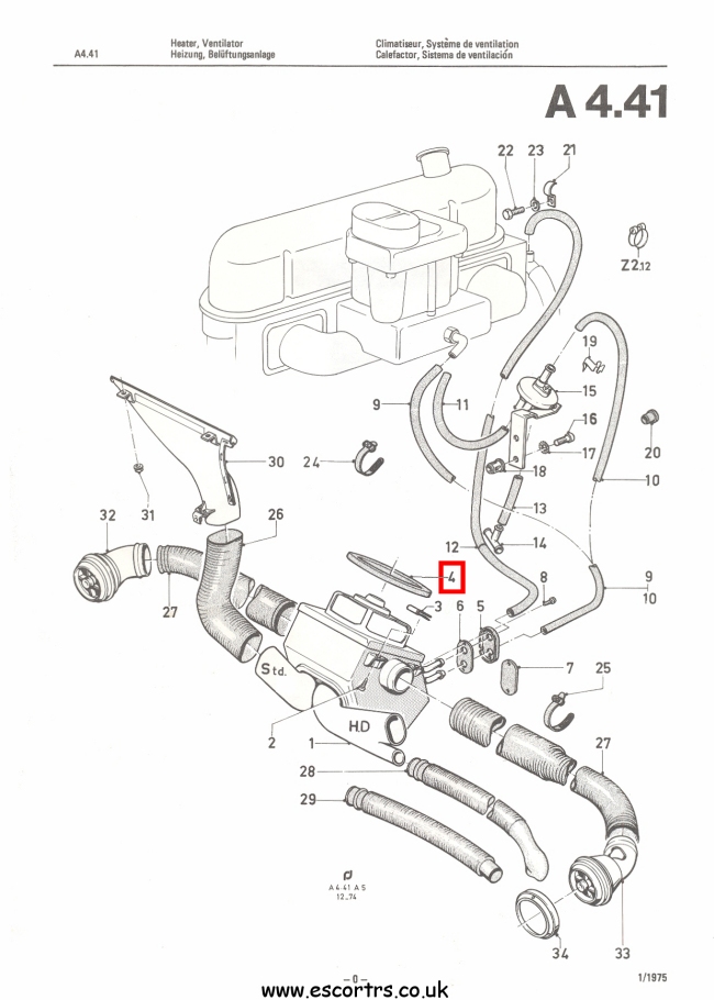 Mk2 Escort Heater Box Seal Factory Drawing #1