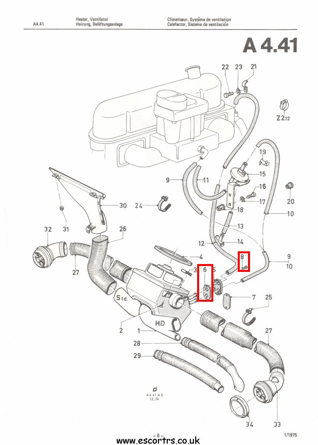 Early Mk2 Escort (Inline Pipes) Heater Matrix Plate Seall Factory Drawing #1