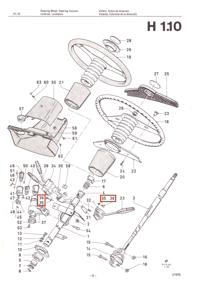 Mk2 Escort Indicator / Lights & Wiper Stalk Bolts FActory Drawing #1