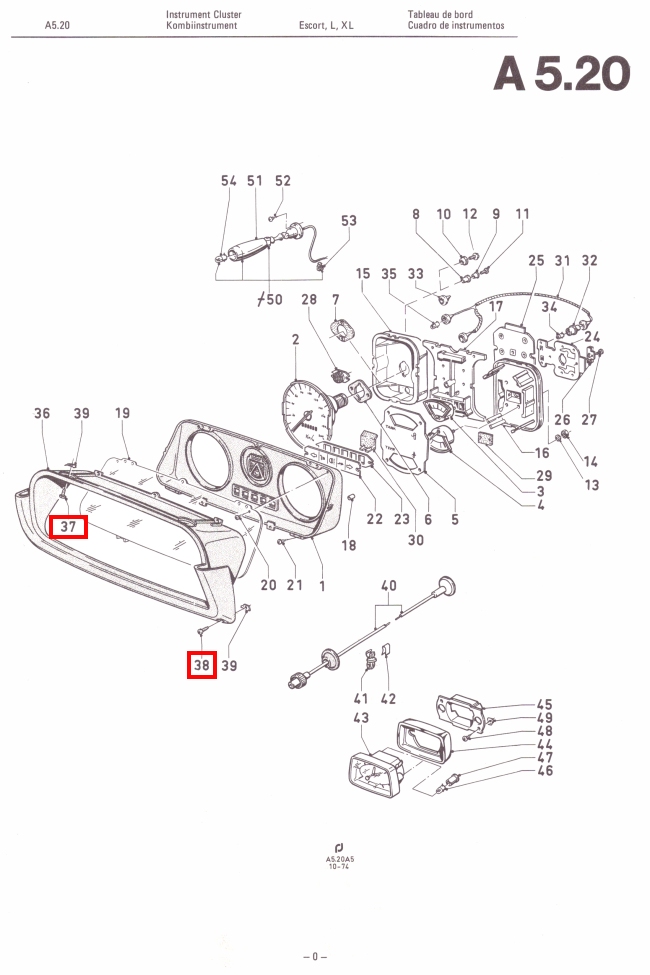 Mk2 Escort Instrument Cluster Screws in Black Factory Drawing #1