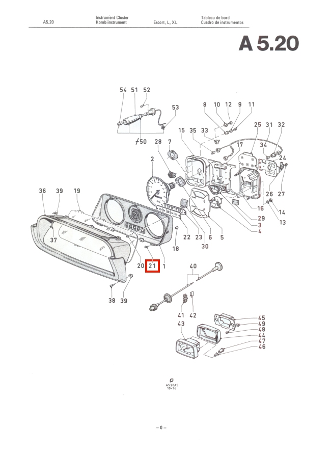 Mk2 Instrument Cluster Cowling Screws Factory Drawing #1