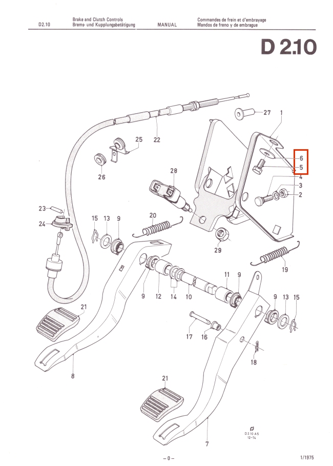 Mk2 Escort Pedal Box Bolts Factory Drawing #1